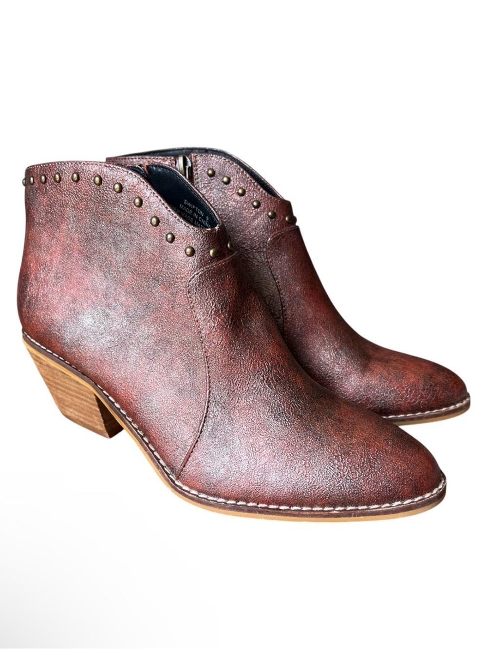 Corky's Boutique "Swifton" Distressed Ankle Boots Cognac/Red Size 9